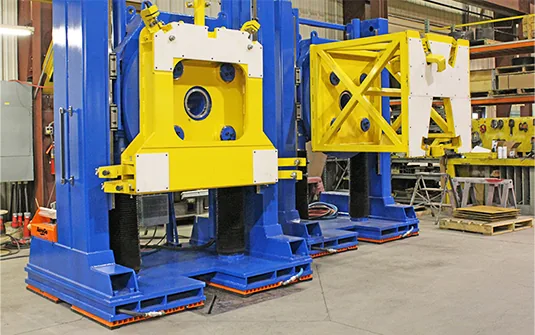 Air caster transfer cart with steel frame and air film modules for heavy load moving